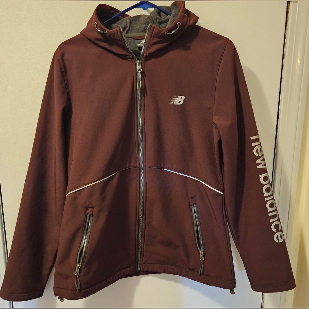 New Balance Running Hooded Full Zip Lined Jacket Maroon Women's Size M